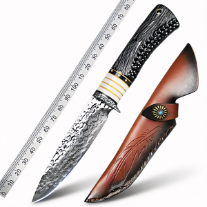 Couteau de survie multi-usage en acier Damas personnalisable, forgé à la main avec manche en imitation ivoire pour la chasse et le dépecage - Product Image 2