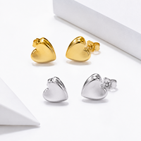 Boucles d'oreilles en forme de cœur plié, acier inoxydable avec placage sous vide en or 14 carats, design cœur sculpté, options de couleurs or et argent