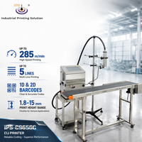 Impresora Industrial CIJ de Tinta Amarilla IPS-C9650C, Máquina de Codificación de 5 Líneas con Pantalla de Alta Definición de 10.1 Pulgadas
