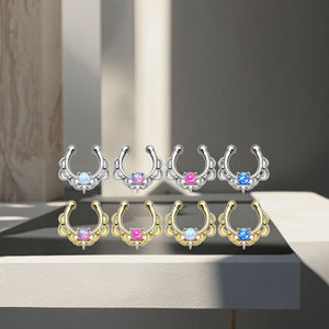 Sahte <span class=keywords><strong>Septum</strong></span> Piercing yüzükler <span class=keywords><strong>Opal</strong></span> burun çember yüzük Xinfocus moda göbek takısı toptan - Product Image 6