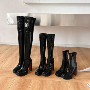 Bán Buôn Của Phụ Nữ 13Cm Chunky Gót Chân 3Cm Nền Tảng OTK Khởi Động Bằng Sáng Chế Da Chỉ Chiều Cao Tăng Cường Sang Trọng OEM/ODM Phương Tây - Product Image 6