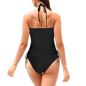 Ensemble Tankini Réversible Personnalisé pour Femme, Motif Floral Uni, Bandeau et Bas String, Grande Taille XXL, Fabriqué aux États-Unis - Product Image 5