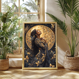 Tableau sur <span class=keywords><strong>toile</strong></span> « Déesse Grecque Mystique » – Impression Vintage Bohème sur le thème de la Lune et de la Mythologie, Peinture Pulvérisée, Femme et Animaux, Poster Mural, Encre Imperméable - Product Image 3