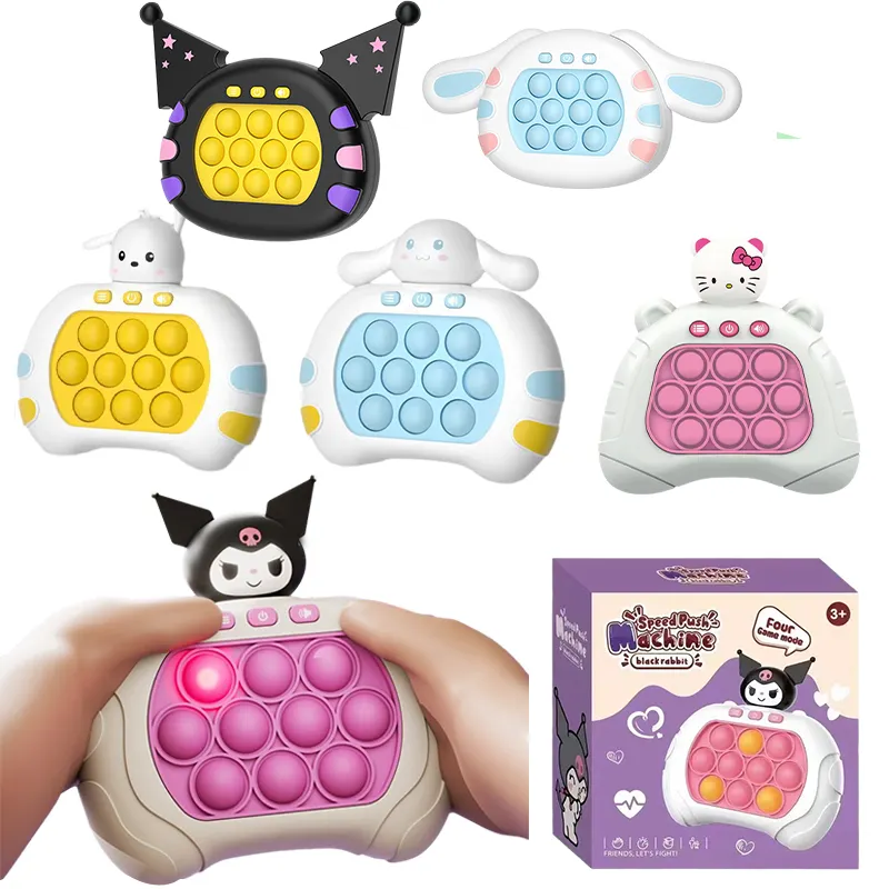 Sanrioed Anime Cinnamoroll Kuromi Console di gioco rapido Stress giocattolo suono dito criceto giocattoli per bambini gioco per adulti Puzzle per bambini regali