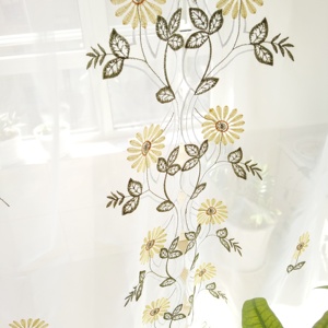 <span class=keywords><strong>Voilages</strong></span> Romanesque style campagnard brodés, rideau transparent fini, rideau à enroulement décoratif pour bloquer la lumière - Product Image 4