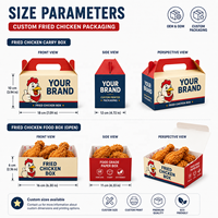 Boîte à emporter pour poulet frit et frites, style dossier, personnalisée, biodégradable, écologique, en papier recyclé, avec poignée, revêtement alimentaire, logo OEM