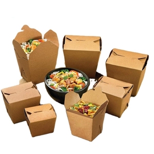 Boîte à nouilles jetable en papier kraft, conteneur alimentaire étanche de qualité alimentaire, boîte pour aliments chauds ou froids pour les plats à emporter, emballage personnalisé avec logo - Product Image 1