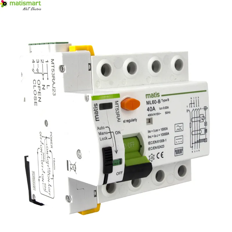 Type B Rccb Rcd Met 230V Automatische Reset Stroomonderbreker Automatische Hersluitende Stroomonderbreker