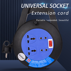 Enchufe de Extensión Universal Azul, Regleta de Protección Contra <span class=keywords><strong>Sobretensiones</strong></span>, Cable Retráctil, Cable de Alimentación, África - Product Image 2