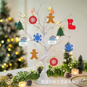 Ornements de Noël en bois artisanaux transfrontaliers, décorations DIY en copeaux de bois peints à la main, décorations pour arbre de Noël et fêtes à domicile - Product Image 2