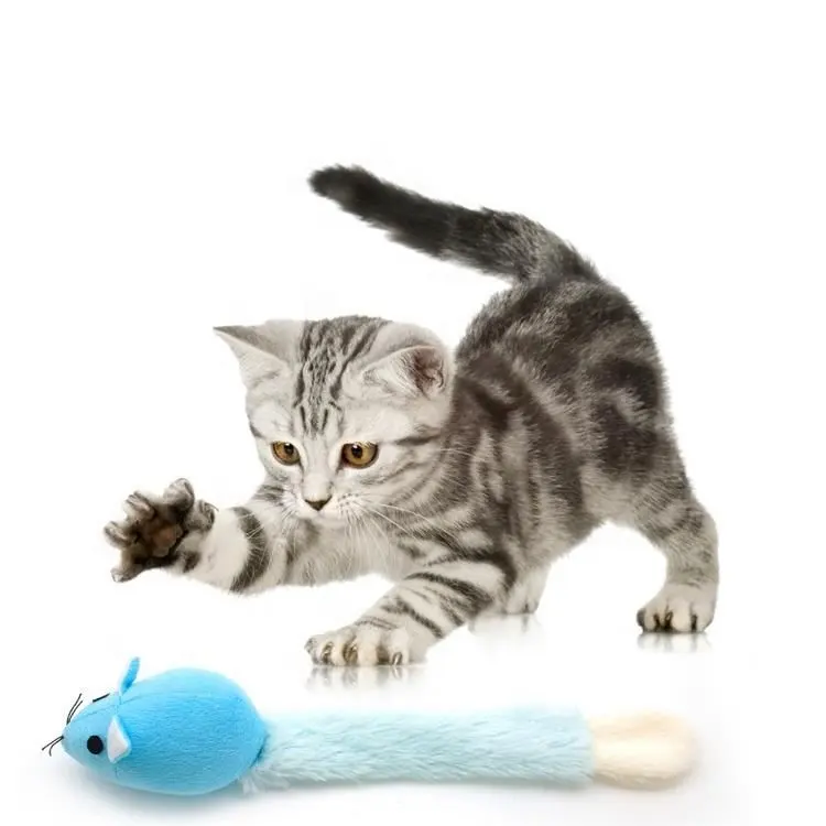 Whosale रंग इंटरैक्टिव चीख़ नरम खिलौना आलीशान लंबी पूंछ माउस बिल्ली खिलौने
