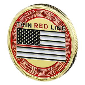 Feuerwehr mann Abzeichen vergoldet dünne rote Linie Feuer rettung Stadt Sammler Geschenk Gedenkmünze - Product Image 2