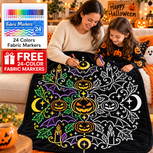 Custom Halloween DIY Coloring Throw <b>Blanket</b> Rectangular Flannel Pumpkin Pattern Home Decor Classic Style Autumn - Product Image 2