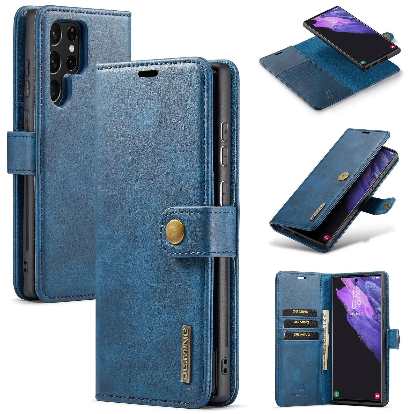 Luxury Wallet Flip Case For Samsung Galaxy S22, Magnetic Detachable 2 in 1 Leather Case for Samsung S22 Plus S22 Ultra