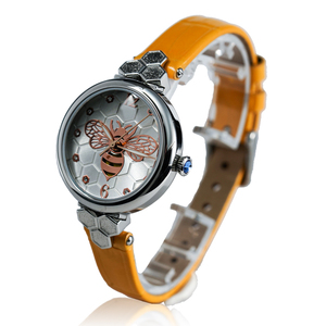 MIYOTA mouvement <span class=keywords><strong>100M</strong></span> <span class=keywords><strong>étanche</strong></span> abeille cadran en nid d'abeille élégant en acier inoxydable bracelet en cuir <span class=keywords><strong>montre</strong></span> de luxe pour femmes - Product Image 2