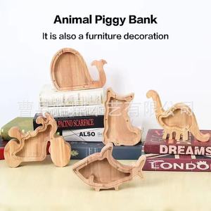 Tirelire dinosaure en bois avec étagère amovible pour enfants - Product Image 3