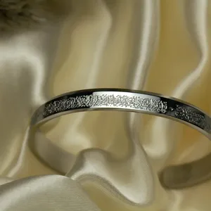 批发不锈钢4 Quls雕刻袖口手镯手链18k镀金伊斯兰书法珠宝有意义的阿拉伯精致