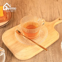 12 pièces vente chaude style classique verre soucoupe à thé ensemble verre gravé café à boire ensemble tasse expresso ensemble thé verre cadeau promotion