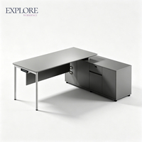Bureau de direction ergonomique moderne et élégant de qualité supérieure avec alimentation intégrée, panneau de confidentialité, armoire latérale, pour bureau et école, garantie 3 ans