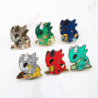 Broches de dragon de dessin animé personnalisées en usine, émail doux et émail dur, badges de personnages d'anime
