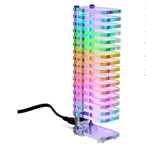 Kit d'analyseur de spectre Audio de musique KS16, USB 5V LED fantaisie cristal Cube affichage de niveau spectre sonore extrêmement précis VU mètre