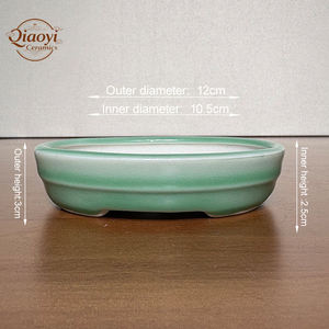 Vasi da <span class=keywords><strong>Bonsai</strong></span> in Ceramica Artigianale di Yixing Piccoli Vasi da Fiori Ovali in Argilla Smaltata da Scrivania per Piante Grasse Attrezzo da Giardinaggio - Product Image 2