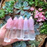 Crystal Crafts Crystal Rose Quartz Point Hot Sale Product High Quality Clear Quartz Splicing Rose Quartz Point Healing Stones Natural Crystal Crafts For Decoration