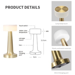 Amelech ATL8004 Interruptor de toque LED Luzes noturnas de cabeceira Lâmpada de mesa recarregável com USB de mesa