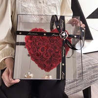 Neue Luxus-Ewigkeitsblume Valentinstag-Geschenk 3D Herzförmige Spiegel-Acryl-Geschenkbox Konservierte Ewige Rose