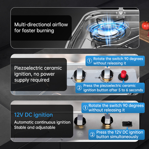 Cuisinière à gaz portable 2 brûleurs en acier inoxydable SUS 304 avec évier, entrée d'eau en verre trempé, argent, camping-car, <span class=keywords><strong>caravane</strong></span>, marine - Product Image 6