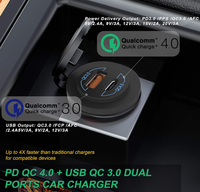 Prise USB 12V 90W double ports QC4.0 PD QC3.0 prise chargeur de voiture avec LED bleue 12V Port USB C pour voiture bateau marine