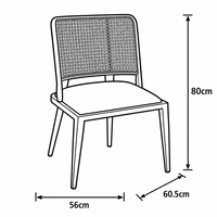 Chaise de salle à manger nordique en bois durable avec dossier en rotin et assise bleu clair pour la maison, le bar ou l'appartement (vente en gros)