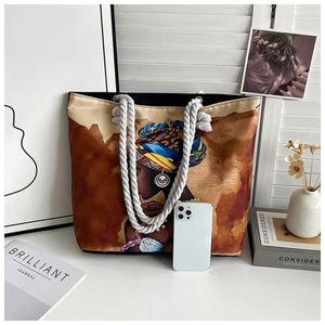 Women's Printed Large-Capacity Canvas Shoulder Bag Zipper Closure Cross-Border Handbag and Shopping Tote Bag - Product Image 5