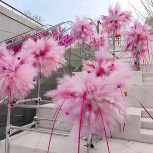 Fleurs artificielles Rose Muhly Grass à 7 branches, fleur en soie pour décorations de mariage, accessoires de photographie en extérieur, décoration intérieure - Product Image 1