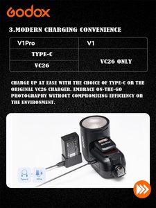 Godox V1 PRO-C Máy Ảnh Đèn Flash Tương Thích Với Canon EOS Máy Ảnh 2.4G Không Dây + M/TTL Chế Độ Đèn Flash Có Thể Tháo Rời Sub Flash Speedlite - Product Image 4