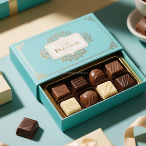 Boîte d'emballage de chocolat personnalisée de qualité supérieure |   Boîte cadeau en papier rigide écologique avec séparateur, fenêtre, adaptée aux aliments, emballage de luxe - Product Image 4