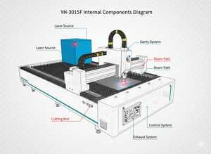 Machine de découpe laser à fibre Raycus en état neuf : logiciel de contrôle, puissance de 1,5 à 2 kW, machine de découpe laser à fibre Raytools - Product Image 5
