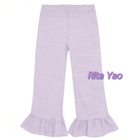 Ensemble personnalisé pour bébé fille : pantalon patte d'éléphant en coton tricoté rayé et chemise à manches courtes pour enfant, tenue pour petite fille