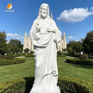 Estatua de Jesús del Sagrado Corazón de la Divina Misericordia, Tallada a Mano en Mármol Blanco, Tamaño Real, para Decoración de <span class=keywords><strong>Iglesia</strong></span>, Marca MILY - Product Image 1