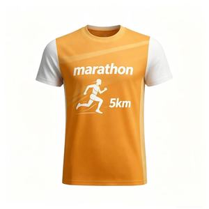 เสื้อยืดกีฬาแบบสั่งทำจากโรงงานมืออาชีพ เสื้อยืดวิ่งแบบซับลิเมชั่น โพลีเอสเตอร์ 100% เสื้อยืดสำหรับงานวิ่งมาราธอน - Product Image 1
