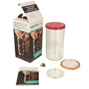 Kit de démarrage pour la fermentation Weck, pot en verre de 1590 ml avec couvercles et livre de recettes pour la mise en conserve et la préparation de conserves - Product Image 1