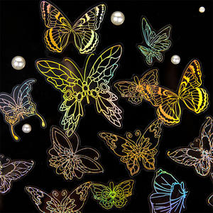 Paquete de 40 Hojas de Pegatinas PET, Serie Cuentos del Zodiaco, Adornos Dorados Cortados con Láser para Planificador - Product Image 1