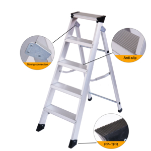 <span class=keywords><strong>Escabeau</strong></span> pliant en alliage d'<span class=keywords><strong>aluminium</strong></span> durable à <span class=keywords><strong>5</strong></span> <span class=keywords><strong>marches</strong></span>, échelle extensible pour les tâches de maintenance intérieures et extérieures - Product Image 3