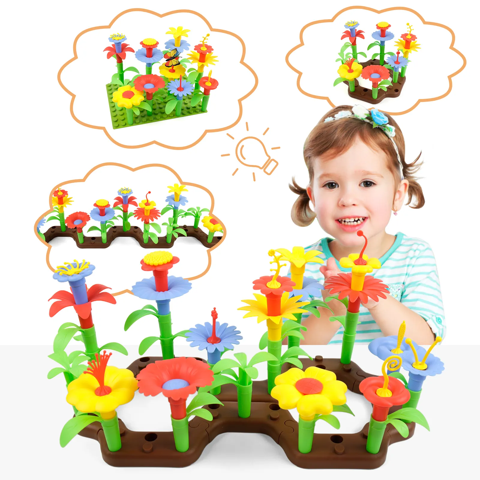 79 pcs Best Summer Garden Toys Flower Garden Building Toys Kit Set for 3 Year Old Girl Kid Gifts