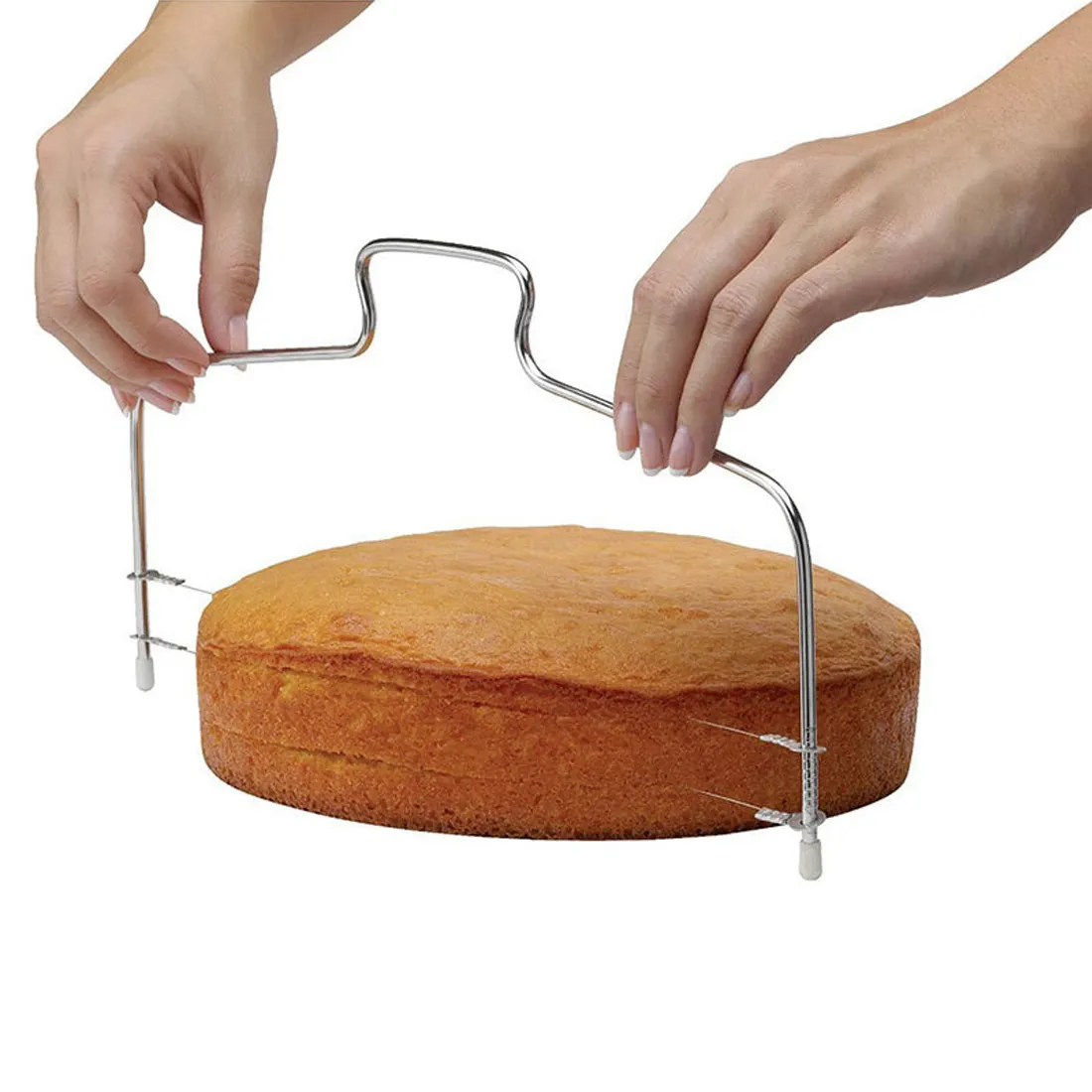 Cortador de bolo ajustável, de aço inoxidável, dupla, em camadas, ferramenta de cozimento, cortador de bolo e nivelador