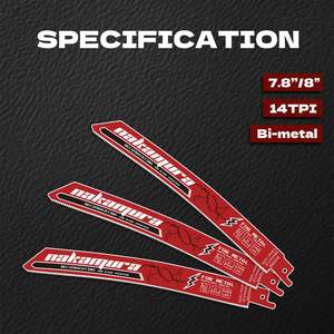 Jeu de 10 lames de <span class=keywords><strong>scie</strong></span> <span class=keywords><strong>sabre</strong></span> bimétalliques TCT de 225 mm pour travaux lourds sur métal et acier - Product Image 4