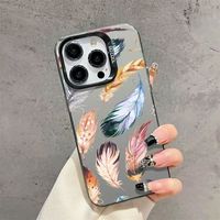 Farbiges Feder-Muster Laserdruck Harte PC TPU Handyhülle für iPhone X Xr Xs 11 12 13 14 15 16 17 18 Pro Max Air