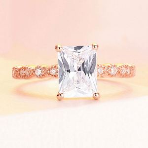 Anillo Dylam con Piedra Grande, Plata de Ley, Circonita Cúbica, Baño de Oro Rosa, Anillos de Compromiso y Boda con Diamantes para Mujer - Product Image 3