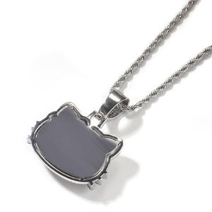 Hip Hop joyería latón personaje de dibujos animados encantos lindo gato <span class=keywords><strong>Hello</strong></span> <span class=keywords><strong>Kitty</strong></span> colgante 5A circón helado 9mm CZ cubano enlace cadenas collar - Product Image 5