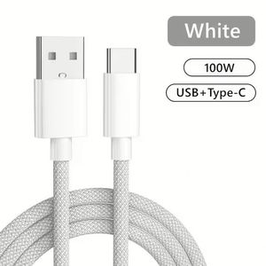 สายชาร์จเร็ว 100W ความเร็วสูง สายถักไนลอน USB เป็น Type-C 6A สายดาต้า USB C ยาว 1 เมตร 2 เมตร - Product Image 6